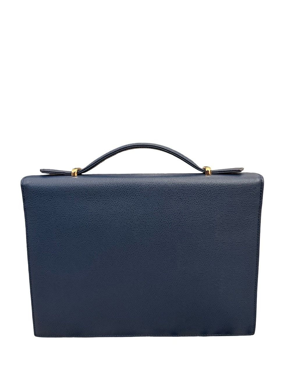 Vintage Yves Saint Laurent Navy Blue Leather Briefcase Top Handle Bag YSL - Picture 2 of 15
